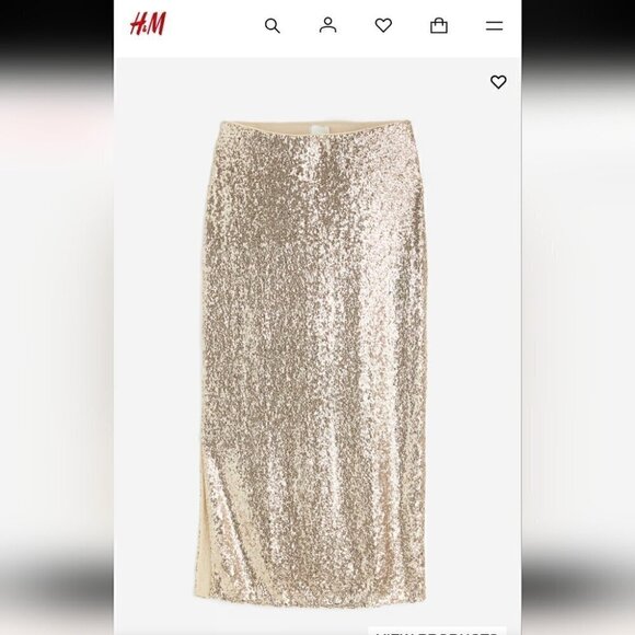 H&M Gold Sequin Pencil Skirt - Picture 1 of 4